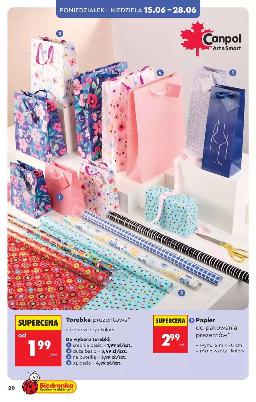 Gazetka promocyjna Biedronka - Okazje Tygodnia - ważna 13.06 do 27.06.2026 - strona 22 - produkty: Canpol, Papier, Papier do pakowania, Torebka