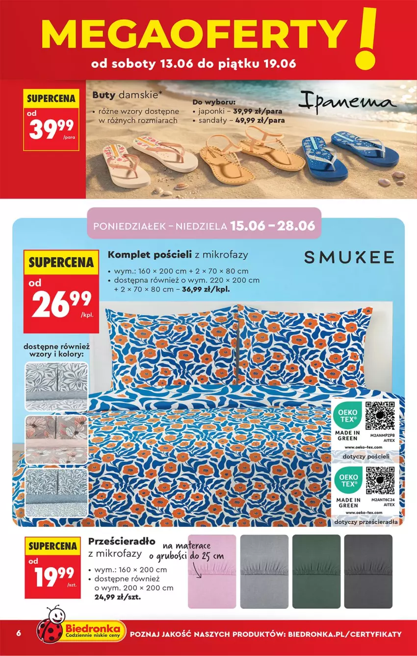 Gazetka promocyjna Biedronka - Okazje Tygodnia - ważna 13.06 do 27.06.2026 - strona 8 - produkty: Buty, Fa, LG, Mop, Pościel, Prześcieradło, Sandał