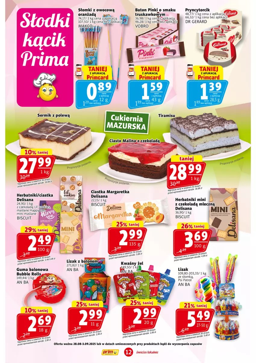 Gazetka promocyjna Prim Market - ważna 28.08 do 03.09.2025 - strona 12 - produkty: Baton, Ciastka, Dr Gerard, Fa, Herbatniki, Isana, Psi Patrol