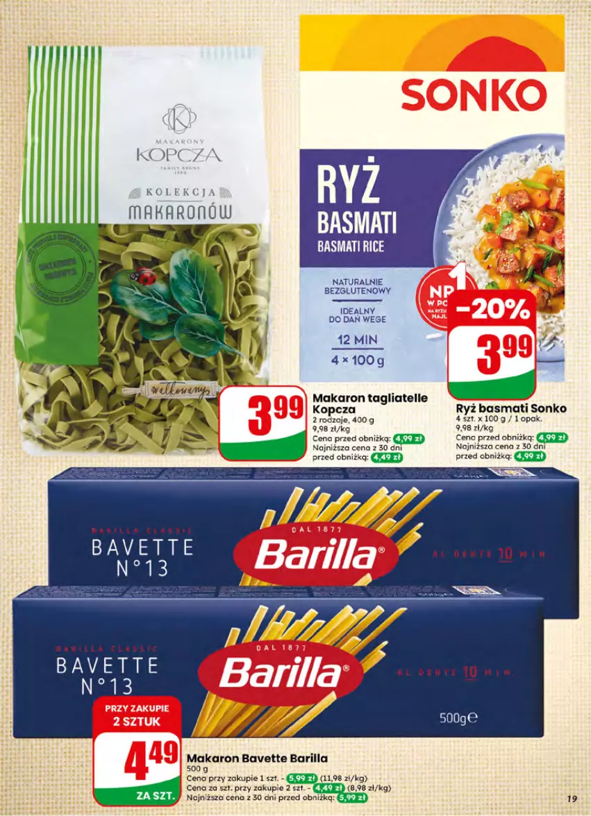 Gazetka promocyjna Dino - Gazetka 26 / 2026 - ważna 24.06 do 30.06.2026 - strona 19 - produkty: Barilla, Makaron, Ryż, Ryż basmati, Sonko, Tagliatelle