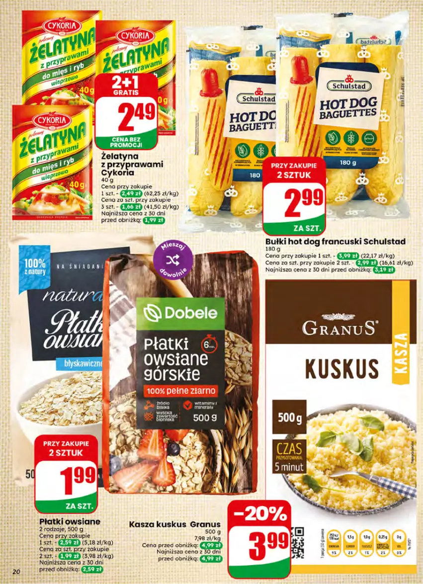 Gazetka promocyjna Dino - Gazetka 26 / 2026 - ważna 24.06 do 30.06.2026 - strona 20 - produkty: Gra, Hot dog, Kasza, Kuskus, Płatki owsiane, Sok