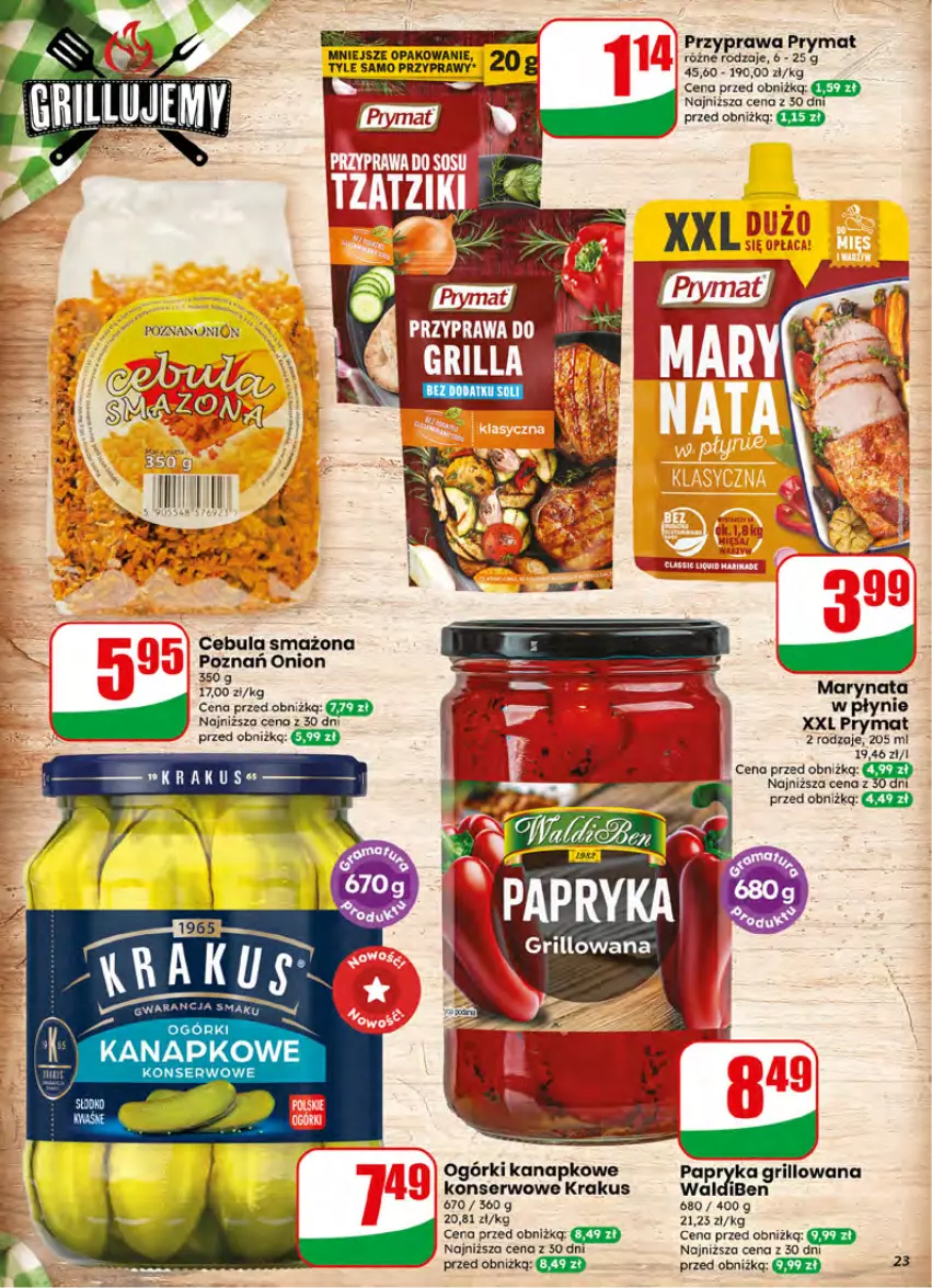 Gazetka promocyjna Dino - Gazetka 26 / 2026 - ważna 24.06 do 30.06.2026 - strona 23 - produkty: Cebula, Cebula smażona, Grill, Krakus, Prymat, Przyprawy, Ser