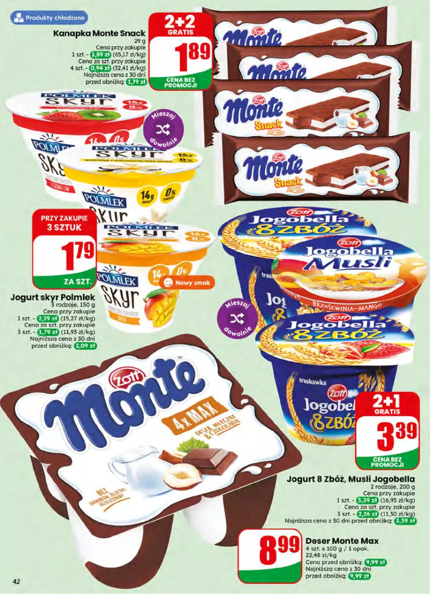 Gazetka promocyjna Dino - Gazetka 26 / 2026 - ważna 24.06 do 30.06.2026 - strona 42 - produkty: Bell, Bella, Deser, Jogobella, Jogurt, Monte, Mus, Por, Ser
