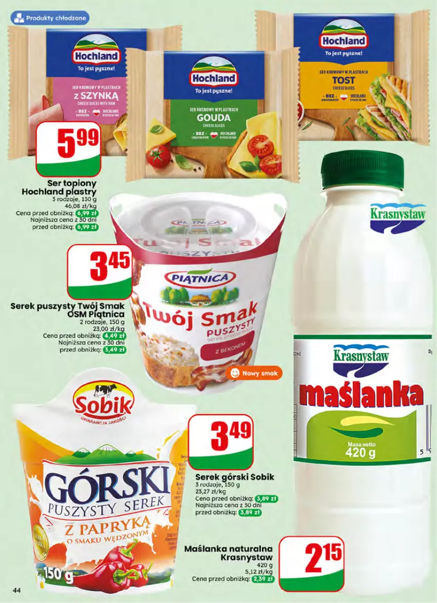 Gazetka promocyjna Dino - Gazetka 26 / 2026 - ważna 24.06 do 30.06.2026 - strona 44 - produkty: Hochland, Maślanka, Piątnica, Ser, Ser topiony, Serek, Top, Twój Smak