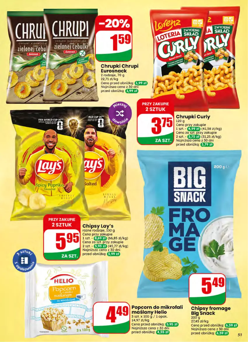 Gazetka promocyjna Dino - Gazetka 26 / 2026 - ważna 24.06 do 30.06.2026 - strona 51 - produkty: Chipsy, Chrupki, Fa, Helio, Popcorn