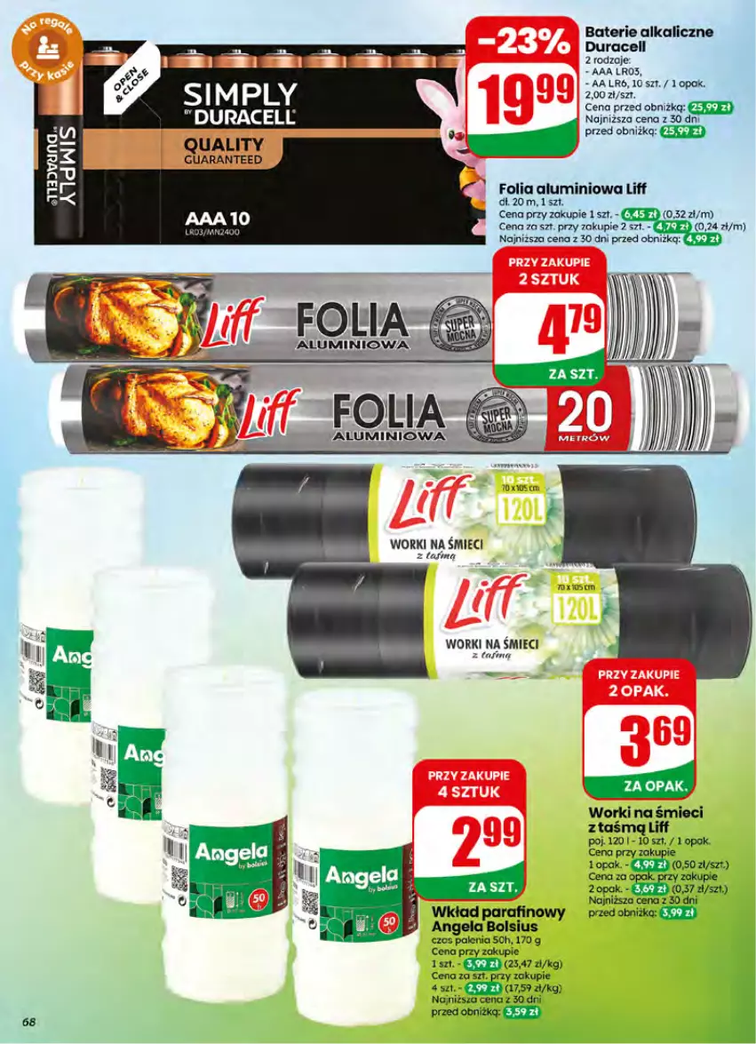Gazetka promocyjna Dino - Gazetka 26 / 2026 - ważna 24.06 do 30.06.2026 - strona 68 - produkty: Baterie alkaliczne, Bols, Bolsius, Duracell, Folia aluminiowa, Worki na śmiec, Worki na śmieci