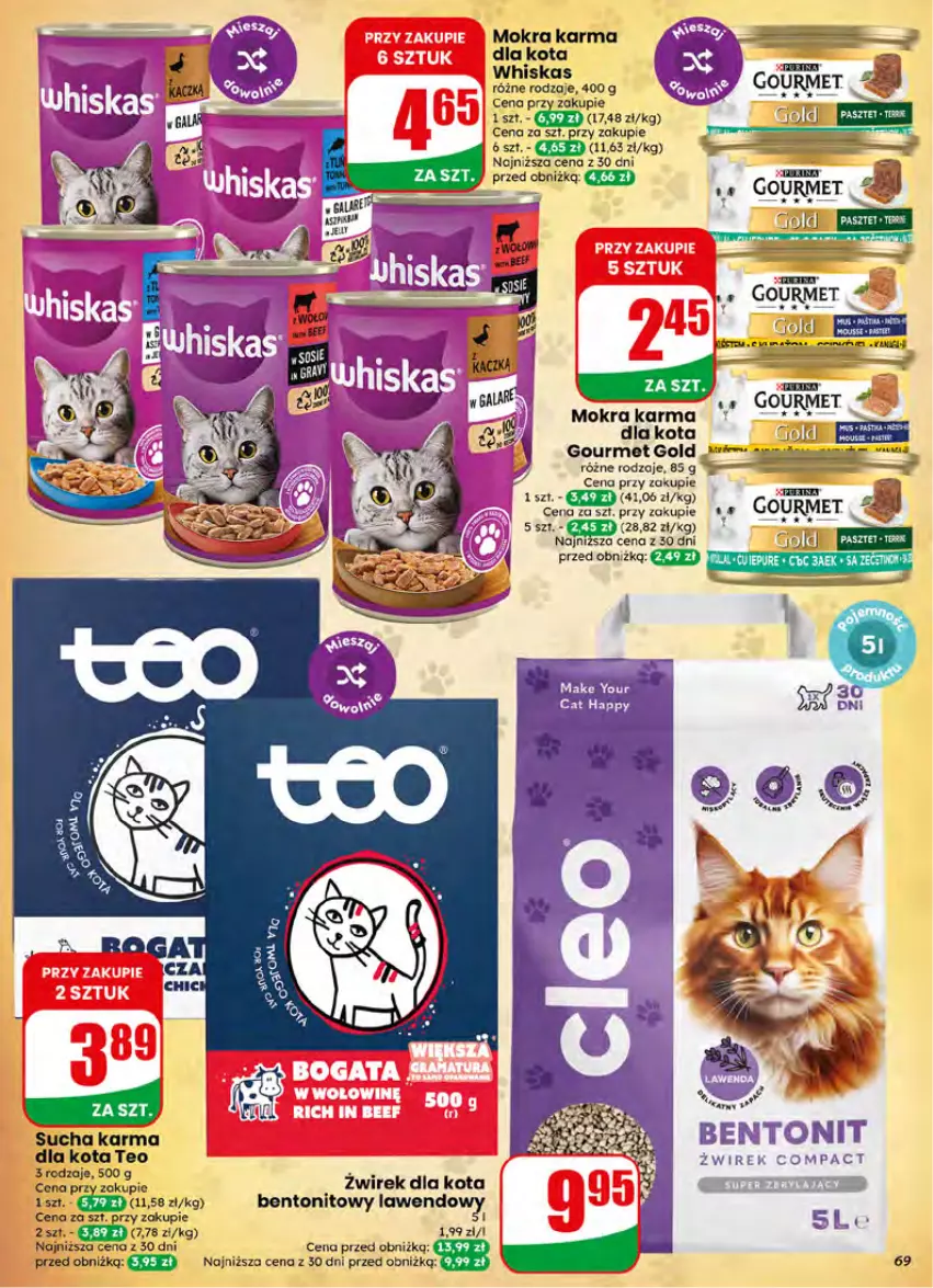 Gazetka promocyjna Dino - Gazetka 26 / 2026 - ważna 24.06 do 30.06.2026 - strona 69 - produkty: Gourmet Gold, Mokra karma, Por, Sucha karma, Whiskas
