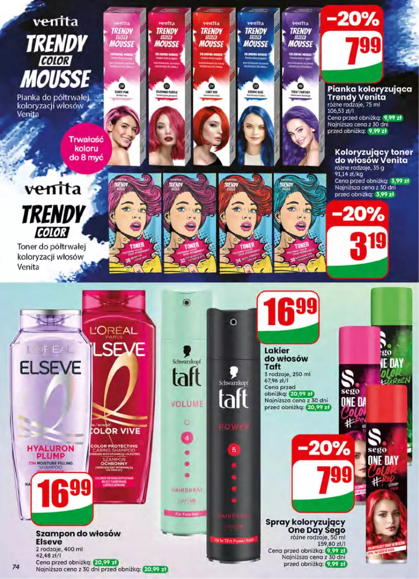 Gazetka promocyjna Dino - Gazetka 26 / 2026 - ważna 24.06 do 30.06.2026 - strona 74 - produkty: Elseve, Lakier, Oleo, Schwarzkopf, Szampon, Taft