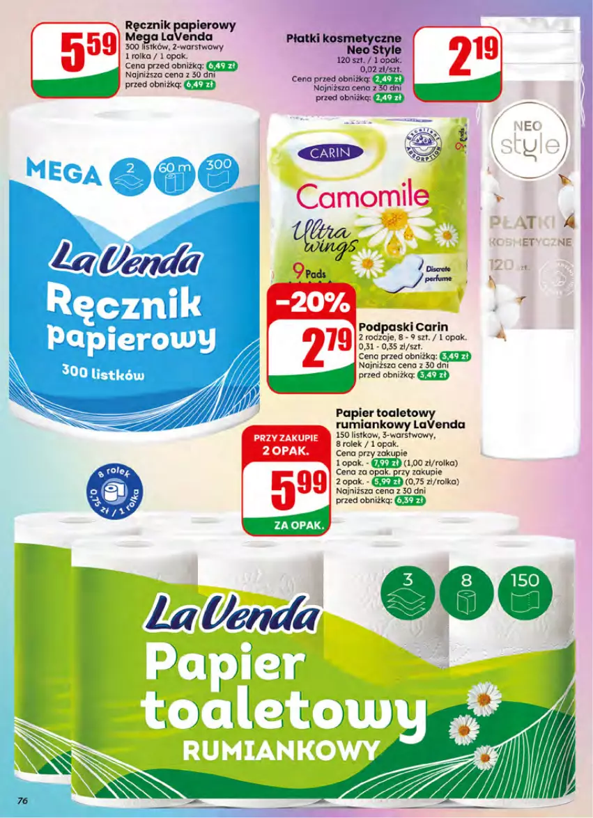 Gazetka promocyjna Dino - Gazetka 26 / 2026 - ważna 24.06 do 30.06.2026 - strona 76 - produkty: Papier, Papier toaletowy, Perfum, Płatki kosmetyczne, Podpaski, Ręcznik, Rum