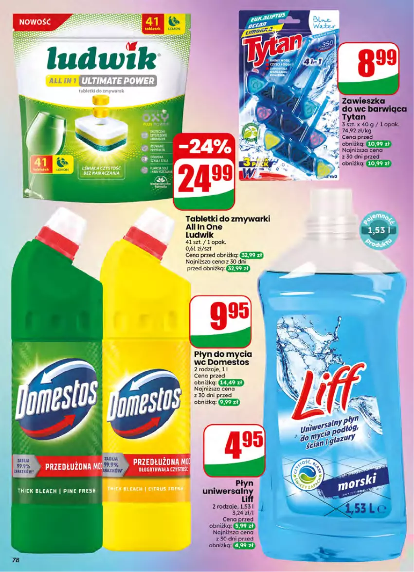 Gazetka promocyjna Dino - Gazetka 26 / 2026 - ważna 24.06 do 30.06.2026 - strona 78 - produkty: Domestos, Ludwik, Tablet, Tabletki do zmywarki, Zmywarki