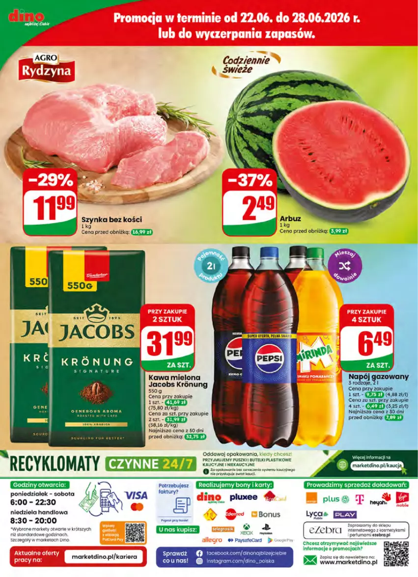 Gazetka promocyjna Dino - Gazetka 26 / 2026 - ważna 24.06 do 30.06.2026 - strona 79 - produkty: Fa, Gra, Jacobs, Kawa, Kawa mielona, Szynka