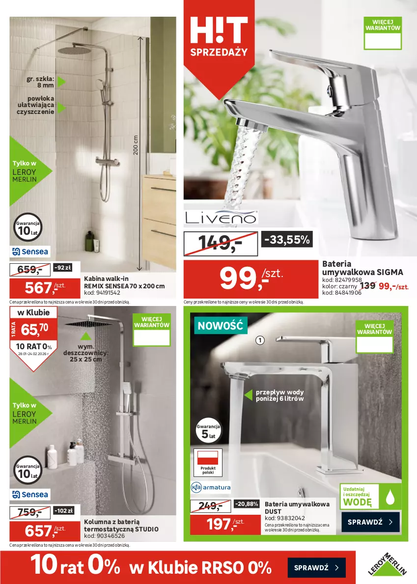 Gazetka promocyjna Leroy Merlin - Gazetka Leroy Merlin - ważna 28.01 do 24.02.2026 - strona 13 - produkty: Bateria, Bateria umywalkowa, Brodzik, Kabina z hydromasażem, Termos