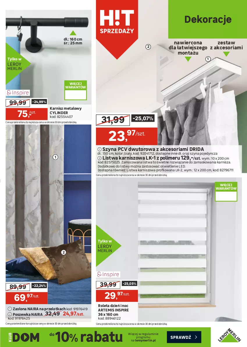 Gazetka promocyjna Leroy Merlin - Gazetka Leroy Merlin - ważna 28.01 do 24.02.2026 - strona 21 - produkty: Gra, Karnisz, Laur, Listwa, Poszewka, Roleta, Róża, Storczyk, Szyna, Tera, Zasłona