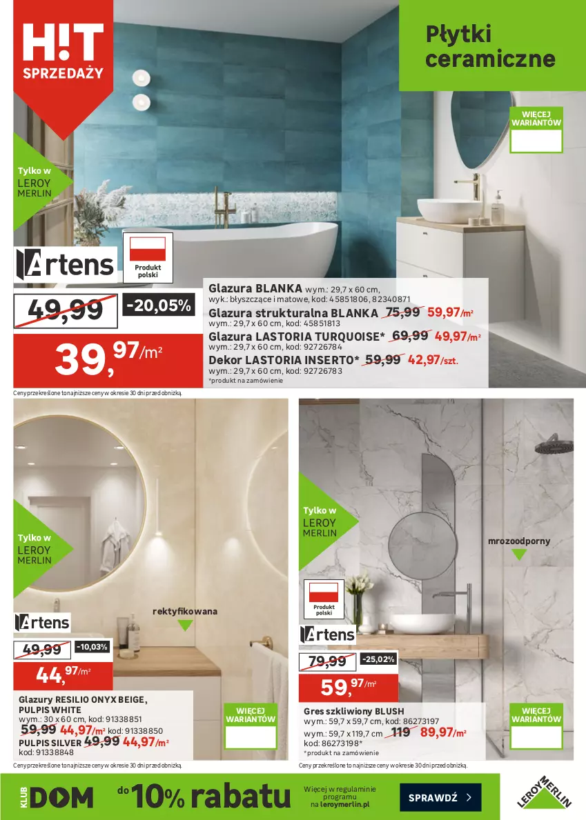 Gazetka promocyjna Leroy Merlin - Gazetka Leroy Merlin - ważna 28.01 do 24.02.2026 - strona 9 - produkty: Astor, Glazura, Gra, Gres, Gres szkliwiony, Lack, Lazur, Por, Ser