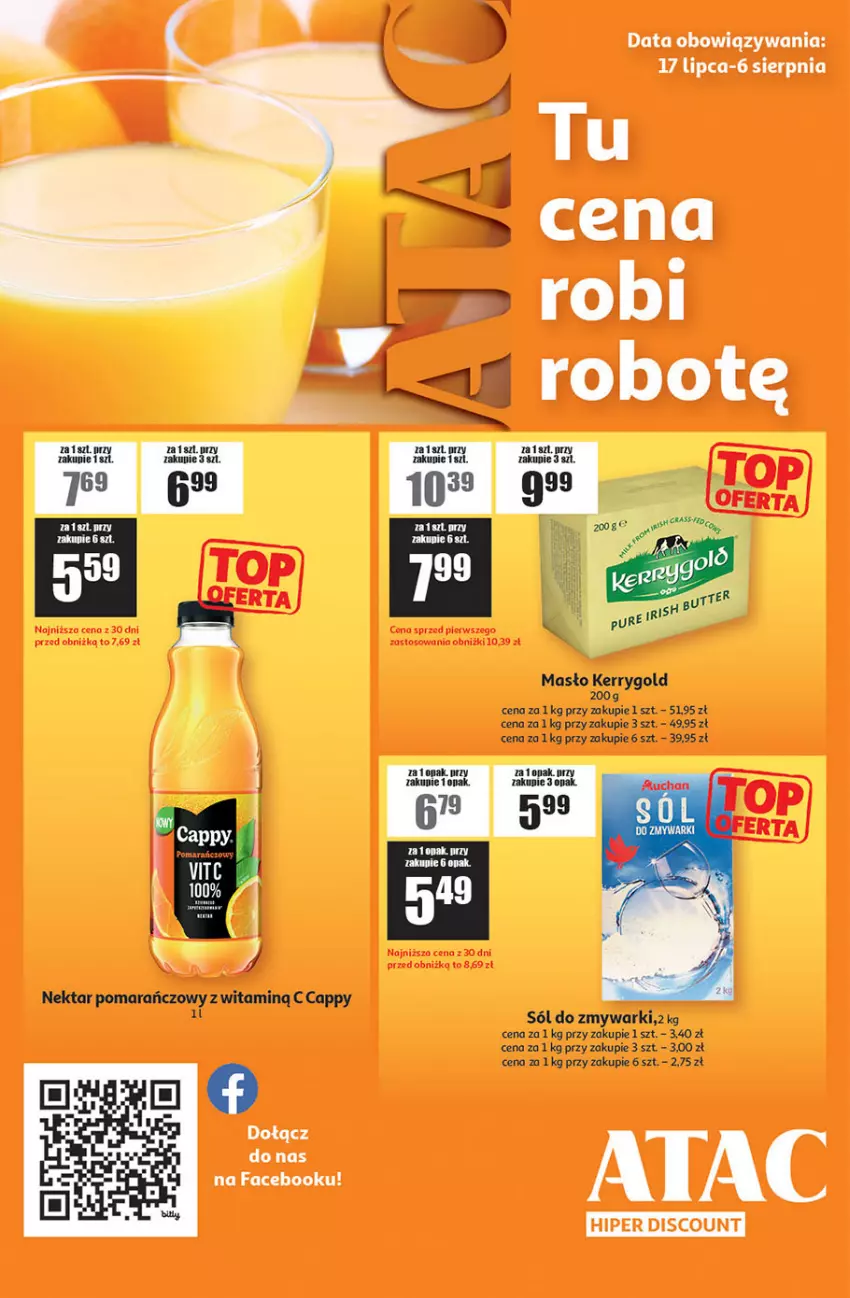 Gazetka promocyjna Auchan - ATAC Hiper Discount - ważna 17.07 do 06.08.2025 - strona 1 - produkty: Cappy, Fa, Masło, Nektar, O nas, Sól, Zmywarki