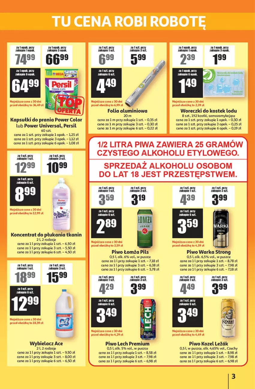 Gazetka promocyjna Auchan - ATAC Hiper Discount - ważna 17.07 do 06.08.2025 - strona 3 - produkty: Fa, Folia aluminiowa, Kozel, Lech Premium, Persil, Piwo, Stek, Warka