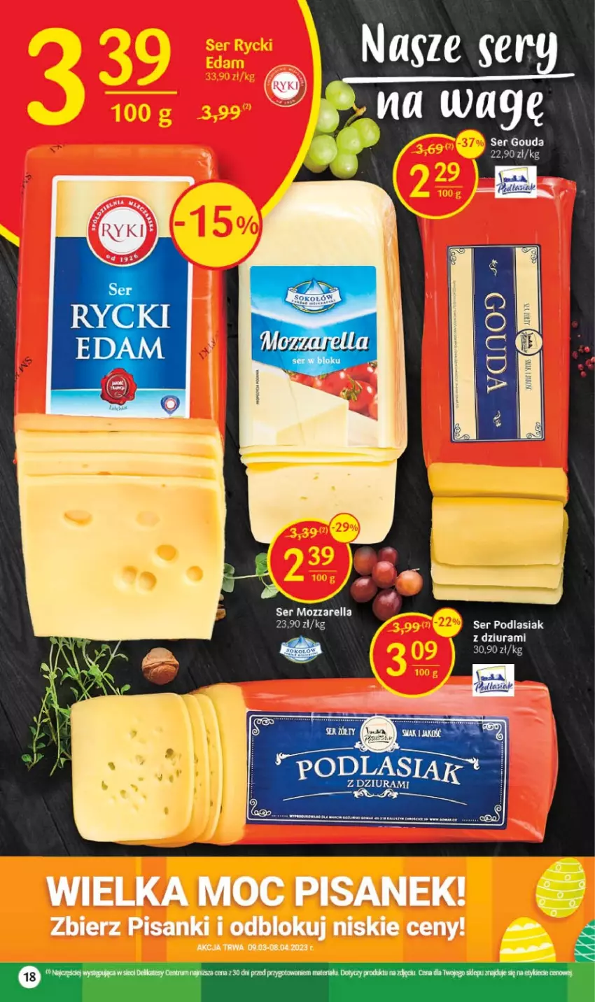 Gazetka promocyjna Delikatesy Centrum - Gazetka DC10 - ważna 09.03 do 15.03.2023 - strona 18 - produkty: Fa, Mozzarella, Sanki, Ser