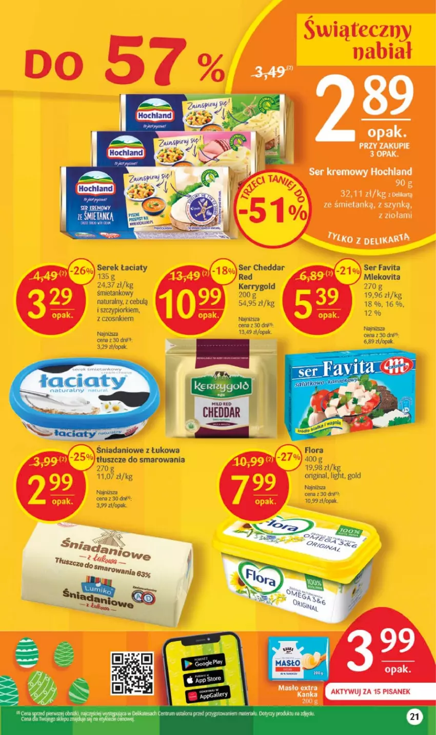 Gazetka promocyjna Delikatesy Centrum - Gazetka DC10 - ważna 09.03 do 15.03.2023 - strona 21 - produkty: Cheddar, Danio, Fa, Favita, Flora, Gin, Hochland, Mleko, Mlekovita, Ser, Serek