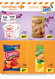 Gazetka promocyjna Carrefour - Gazetka Express - Gazetka - ważna od 13.03 do 13.03.2023 - strona 2 - produkty: Sok, Praliny, Lindor, Chipsy, Raffaello, Tymbark, Crunchips, Fa