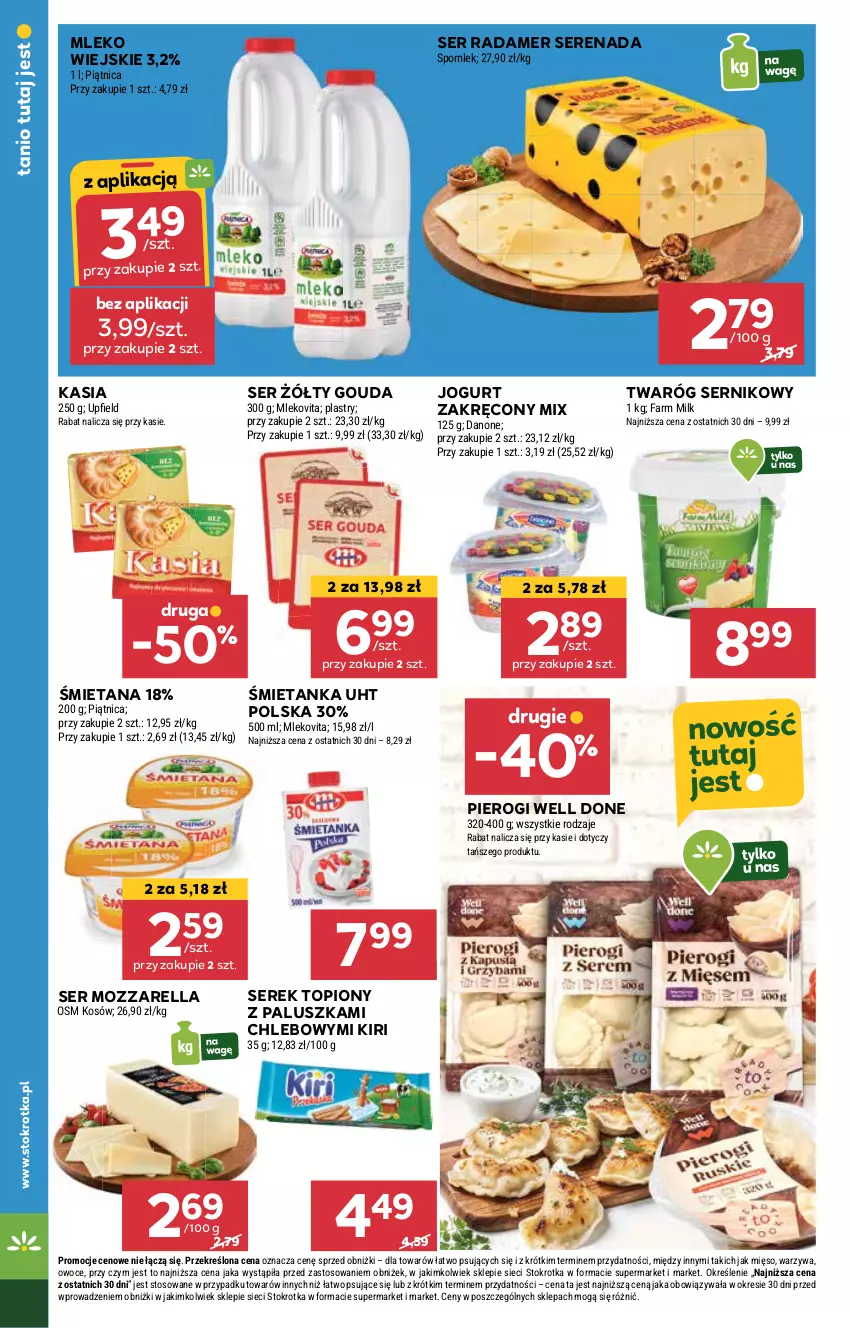 Gazetka promocyjna Stokrotka - Market Opole/Radom - ważna 24.10 do 29.10.2024 - strona 12 - produkty: Chleb, Danone, Fa, Farm Milk, Gouda, Jogurt, Kasia, Mięso, Mleko, Mlekovita, Mozzarella, Owoce, Piątnica, Pierogi, Radamer, Ser, Serek, Top, Twaróg, Warzywa