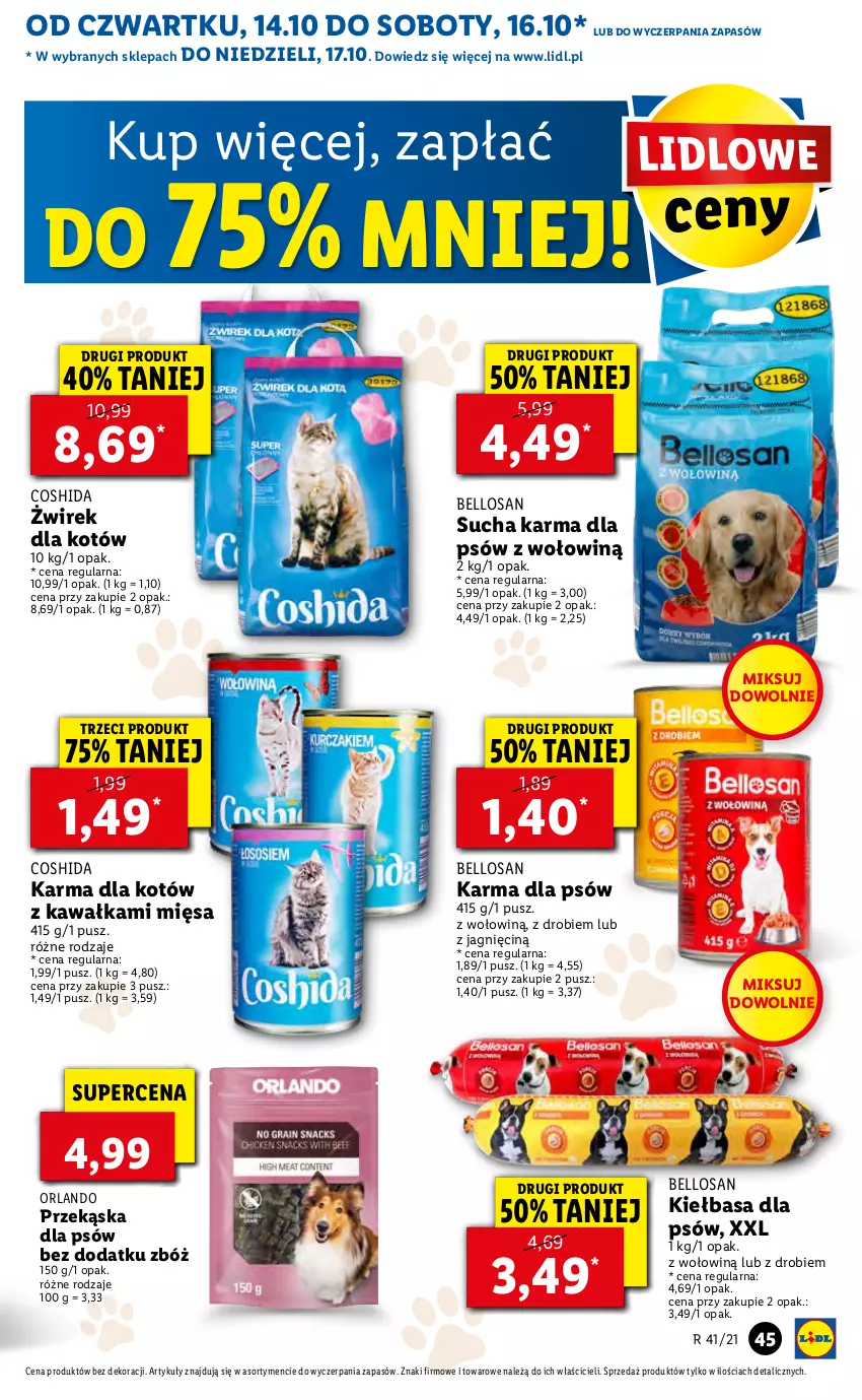 Gazetka promocyjna Lidl - GAZETKA - ważna 14.10 do 17.10.2021 - strona 45 - produkty: Bell, Kawa, Kiełbasa, Przekąska dla psów, Sucha karma