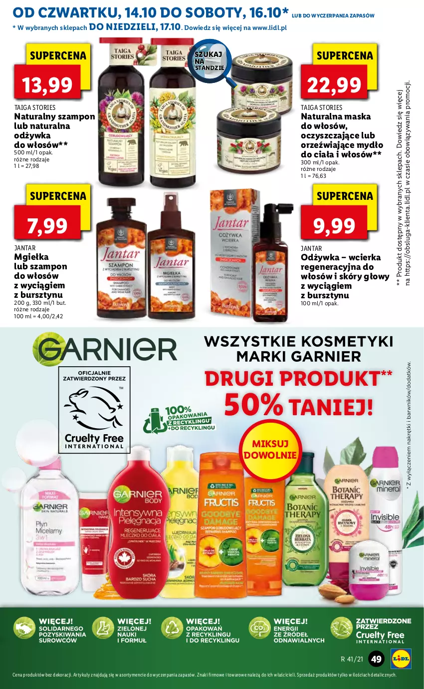 Gazetka promocyjna Lidl - GAZETKA - ważna 14.10 do 17.10.2021 - strona 49 - produkty: Bursztyn, Maska, Maska do włosów, Mydło, Odżywka, Szampon