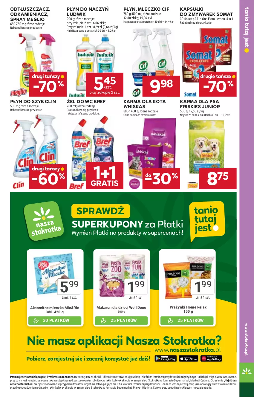 Gazetka promocyjna Stokrotka - Supermarket - ważna 08.01 do 14.01.2026 - strona 25 - produkty: Aksam, Bref, Cif, Clin, Dzieci, Friskies, Gra, Ludwik, Makaron, Mięso, Mleczko, Odkamieniacz, Odtłuszczacz, Optima, Owoce, Płyn do szyb, Somat, Warzywa, Whiskas