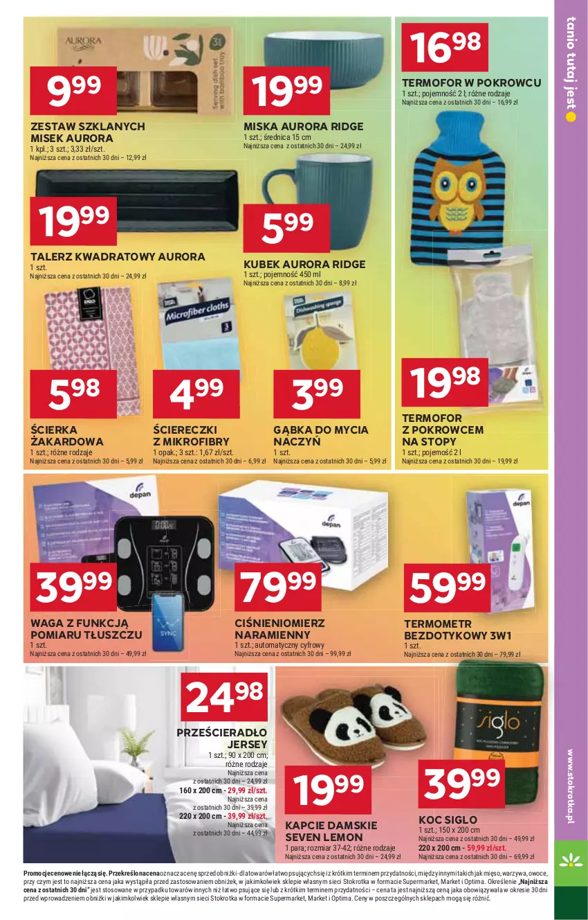 Gazetka promocyjna Stokrotka - Supermarket - ważna 08.01 do 14.01.2026 - strona 27 - produkty: Ciśnieniomierz, Do mycia naczyń, Kapcie, Koc, Kubek, Mięso, Miska, Optima, Owoce, Prześcieradło, Talerz, Termometr, Top, Waga, Warzywa