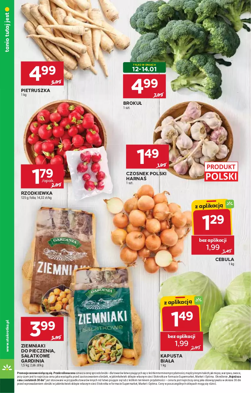 Gazetka promocyjna Stokrotka - Supermarket - ważna 08.01 do 14.01.2026 - strona 6 - produkty: Cebula, Czosnek, Harnaś, Mięso, Optima, Owoce, Piec, Pietruszka, Rzodkiewka, Sałat, Warzywa, Ziemniaki