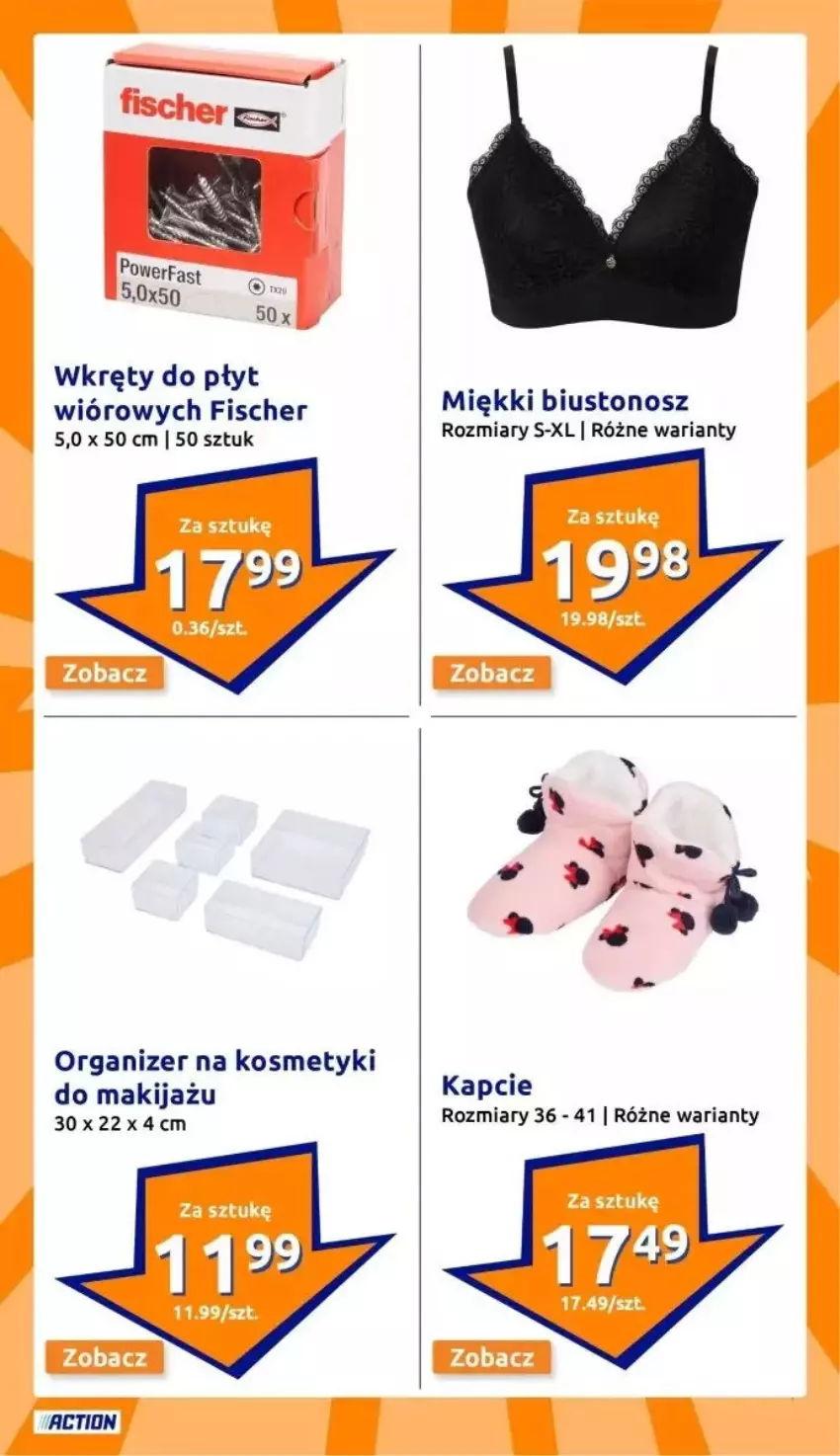 Gazetka promocyjna Action - ważna 22.01 do 28.01.2025 - strona 18 - produkty: Biustonosz, Kapcie, Makijaż, Organizer, Wkręt