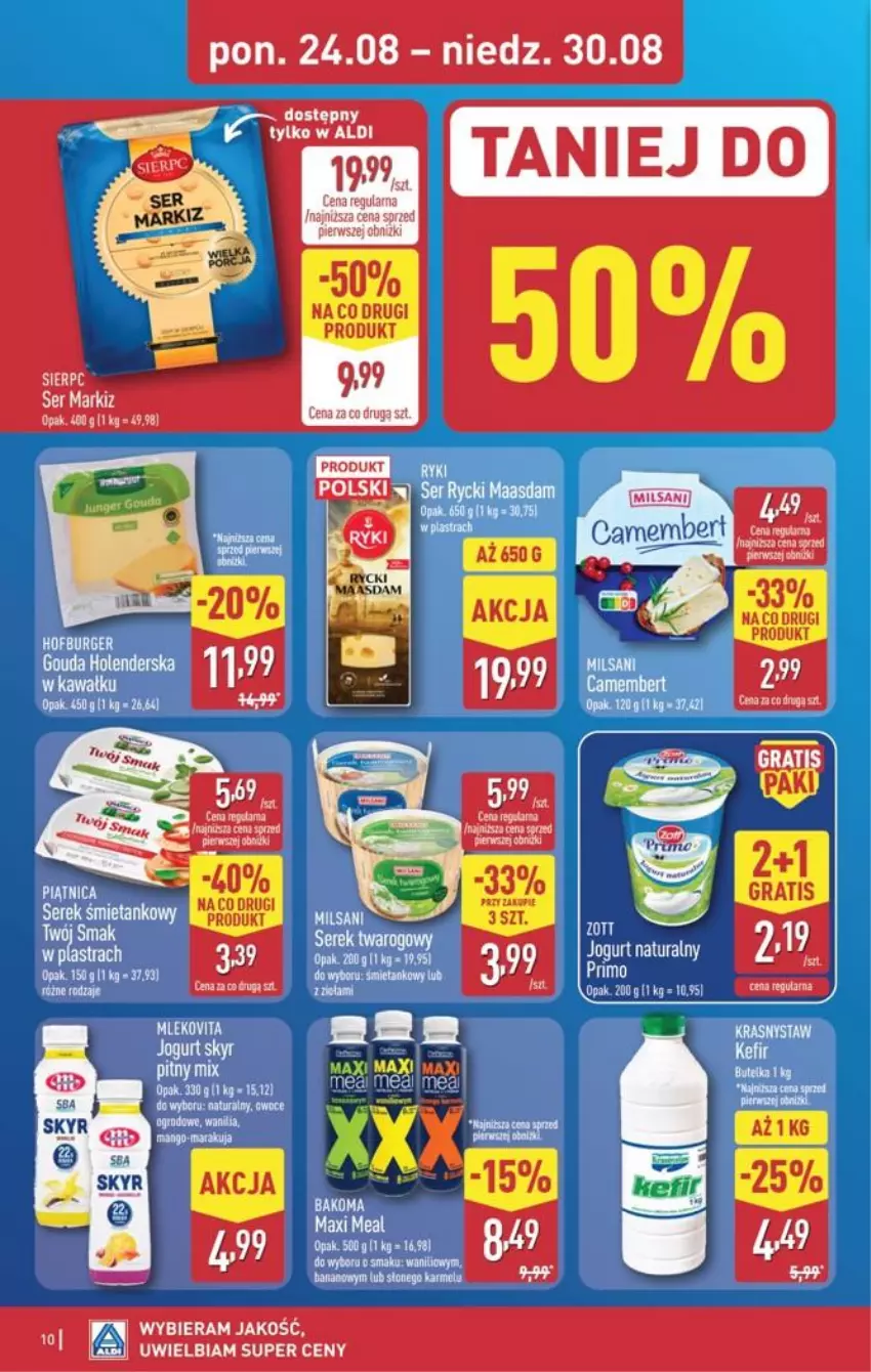Gazetka promocyjna Aldi - Pełna oferta - ważna 24.08 do 30.08.2026 - strona 10 - produkty: Bakoma, Burger, Fa, Gouda, Hofburger, Jogurt, Owoce, Ser