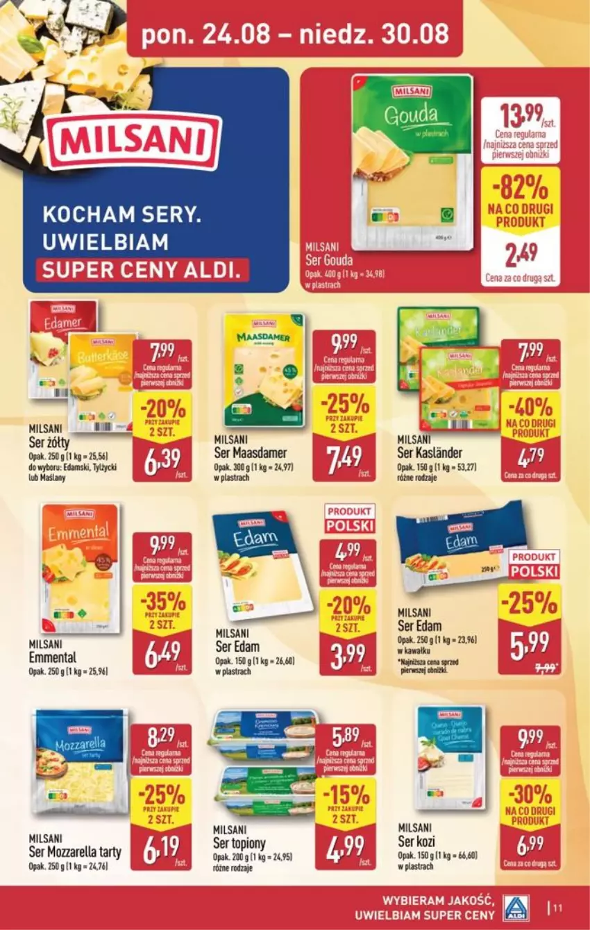 Gazetka promocyjna Aldi - Pełna oferta - ważna 24.08 do 30.08.2026 - strona 11 - produkty: Edam, Emmental, Fa, Koc, Maasdam, Mozzarella, Ser
