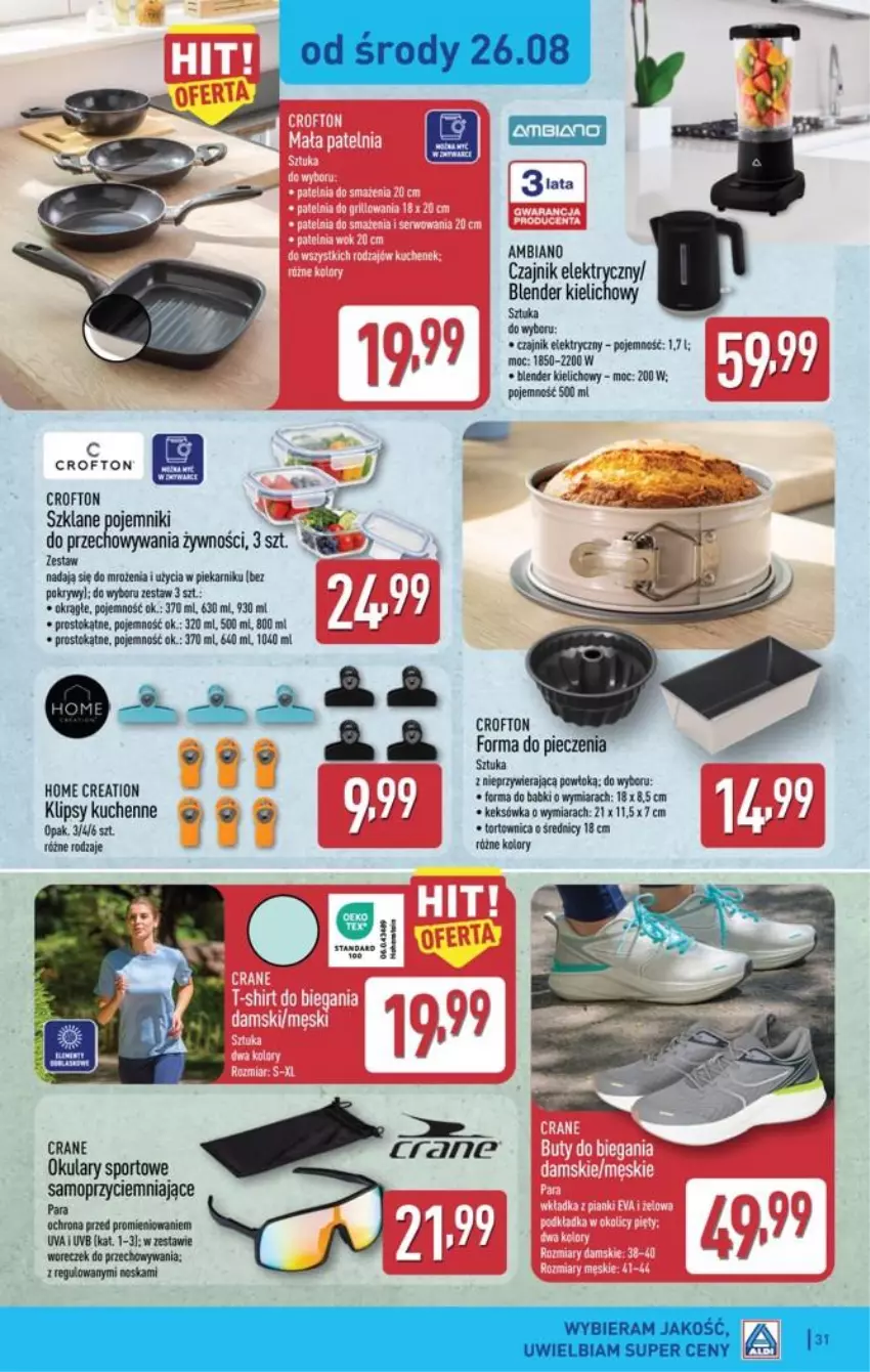 Gazetka promocyjna Aldi - Pełna oferta - ważna 24.08 do 30.08.2026 - strona 31 - produkty: Blender, Czajnik, Czajnik elektryczny, Forma do pieczenia, Kiwi, Mop, Piec, Piekarnik, Pojemnik, Por, Sport, Tortownica, Woreczek