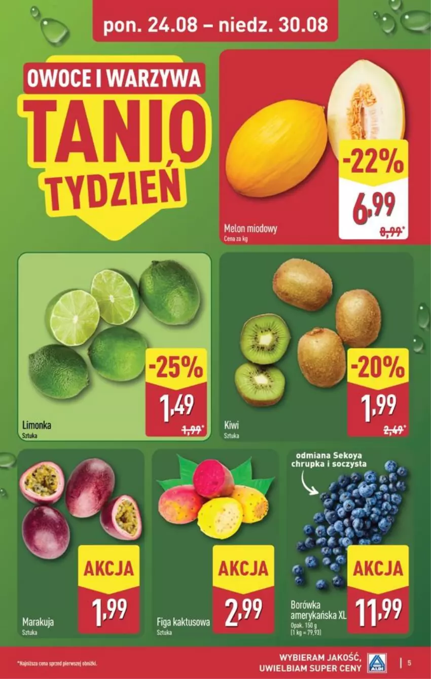 Gazetka promocyjna Aldi - Pełna oferta - ważna 24.08 do 30.08.2026 - strona 5 - produkty: Kaktus, Limonka, Owoce, SEKO, Warzywa