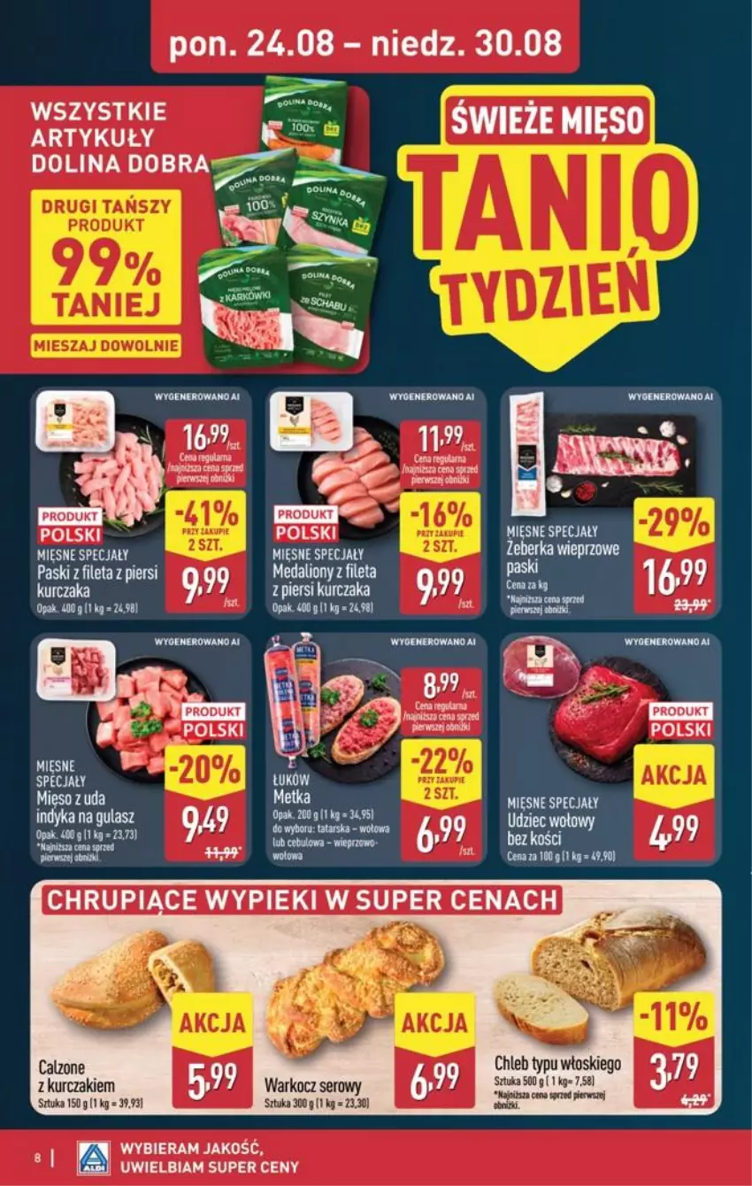 Gazetka promocyjna Aldi - Pełna oferta - ważna 24.08 do 30.08.2026 - strona 8 - produkty: Chleb, Chleb typu włoskiego, Fa, Koc, Kurczak, Mięso