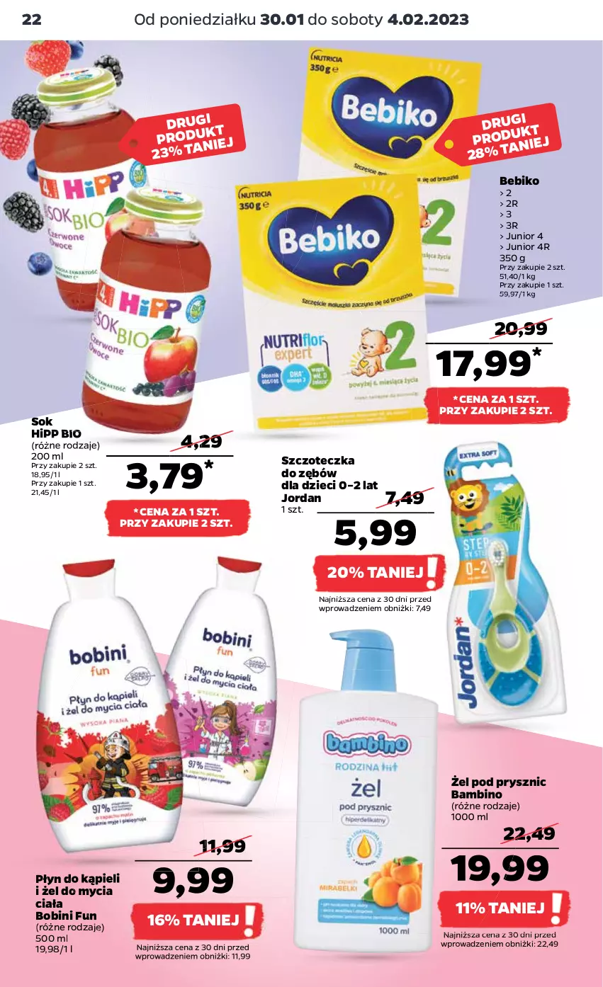 Gazetka promocyjna Netto - Artykuły spożywcze - ważna 30.01 do 04.02.2023 - strona 22 - produkty: Bebiko, Dzieci, HiPP, Hipp Bio, Płyn do kąpieli, Sok, Szczoteczka, Szczoteczka do zębów