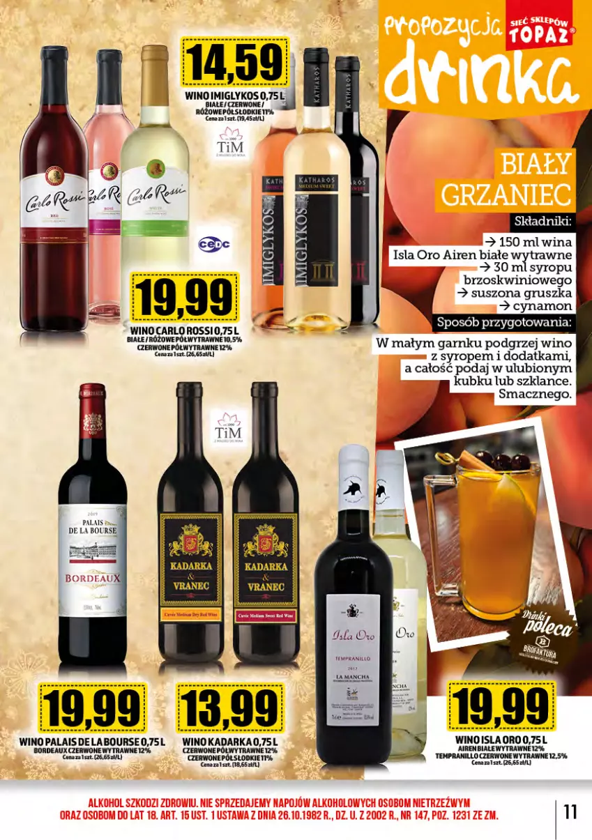 Gazetka promocyjna Topaz - Gazetka - ważna 01.12 do 31.12.2023 - strona 11 - produkty: Isla, Syrop, Wino