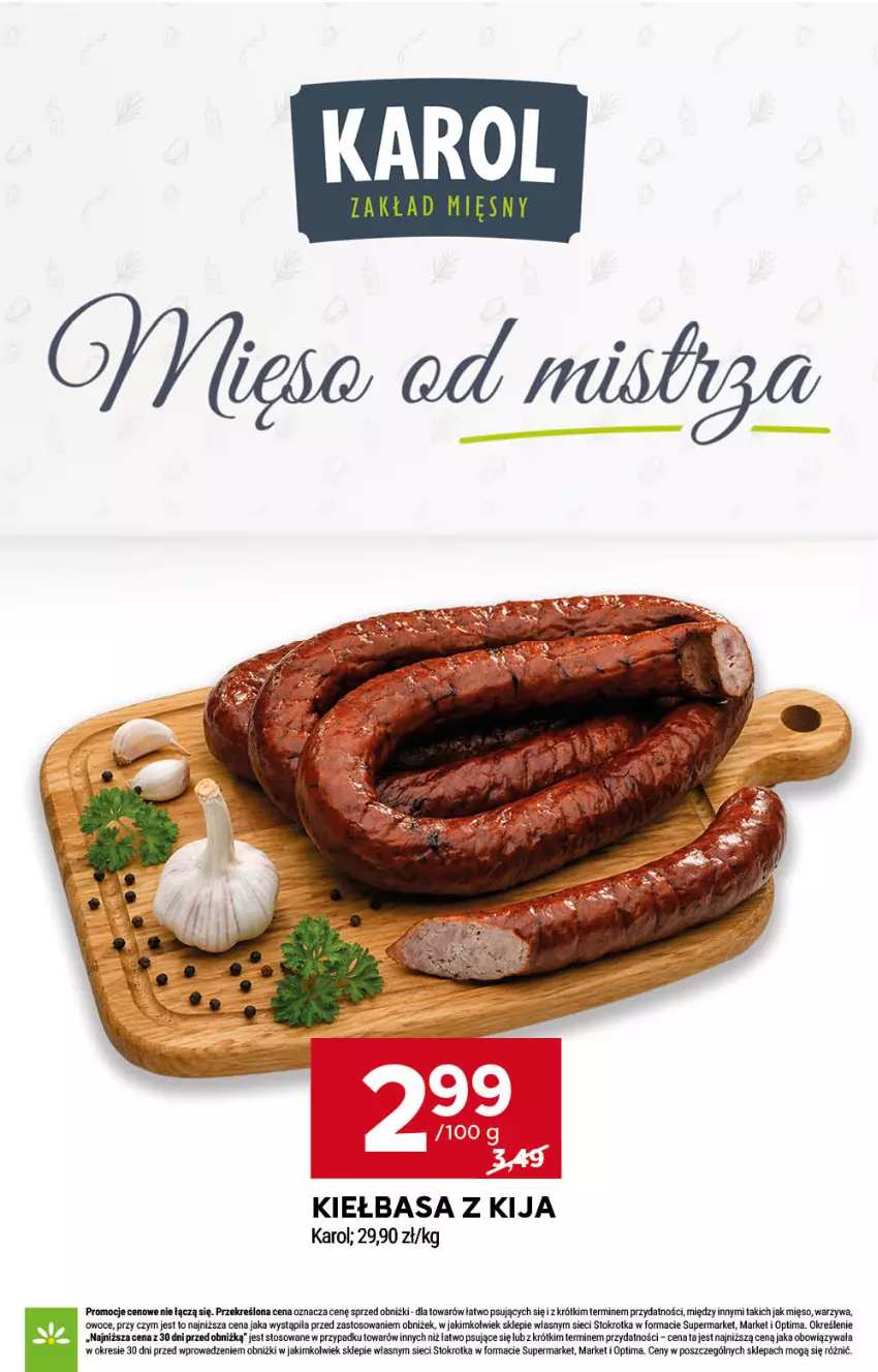 Gazetka promocyjna Stokrotka - Market - ważna 08.10 do 14.10.2026 - strona 21 - produkty: Kiełbasa, Mięso, Optima, Owoce, Warzywa