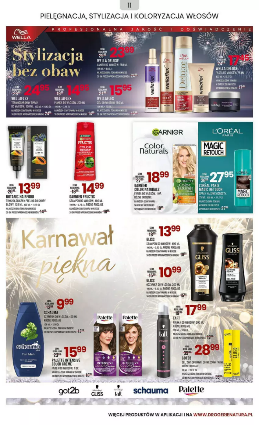 Gazetka promocyjna Drogerie Natura - ważna 04.01 do 02.02.2025 - strona 3 - produkty: Color Creme, Fa, Fructis, Garnier, Gres, LG, Mus, Palette, Pianka do włosów, Schauma, Taft