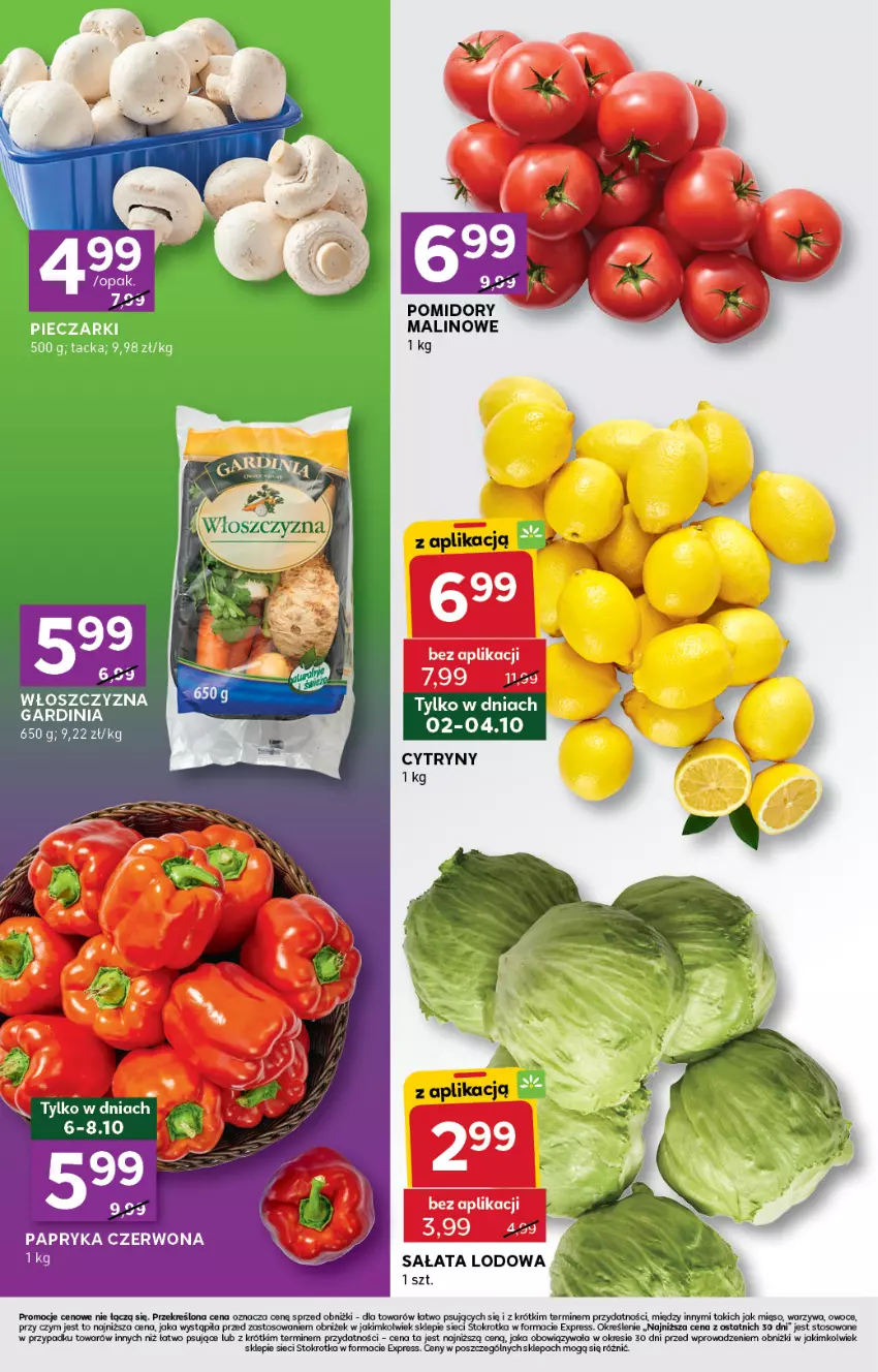 Gazetka promocyjna Stokrotka - Stokrotka Express - ważna 02.10 do 08.10.2025 - strona 2 - produkty: Cytryny, Mięso, Owoce, Papryka, Papryka czerwona, Pomidory, Sałat, Sałata lodowa, Warzywa