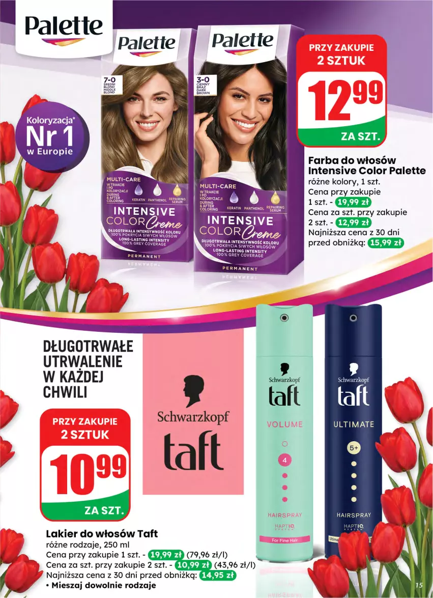Gazetka promocyjna Dino - Gazetka 10 / 2026 - ważna 04.03 do 10.03.2026 - strona 15 - produkty: Fa, Farba do włosów, Lakier, Lakier do włosów, Palette, Schwarzkopf, Taft