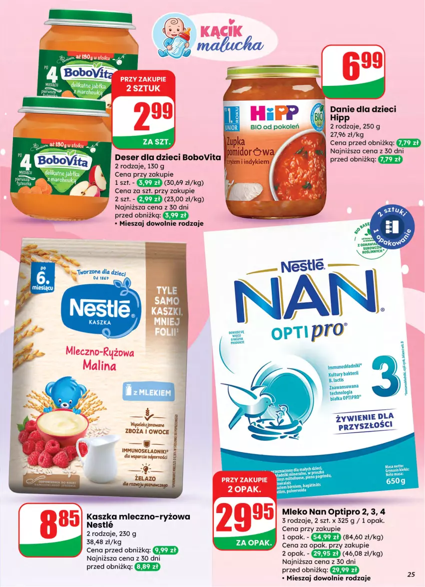 Gazetka promocyjna Dino - Gazetka 10 / 2026 - ważna 04.03 do 10.03.2026 - strona 25 - produkty: BoboVita, Danie dla dzieci, Deser, Dzieci, HiPP, Mleko, NAN Optipro, Por, Ryż, Ser