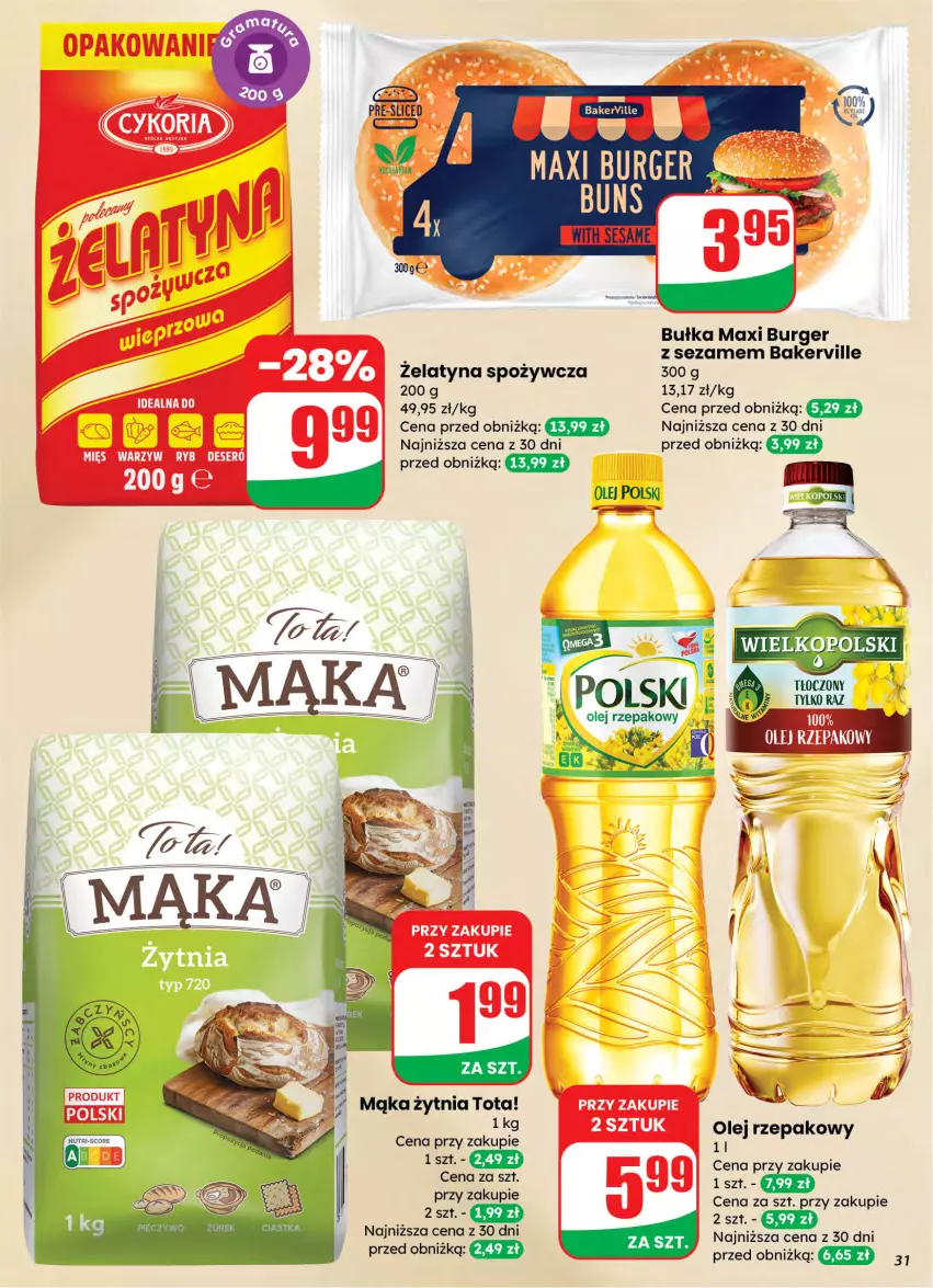 Gazetka promocyjna Dino - Gazetka 10 / 2026 - ważna 04.03 do 10.03.2026 - strona 31 - produkty: Bułka, Burger, Deser, Mąka, Olej, Olej rzepakowy, Ser, Sezam
