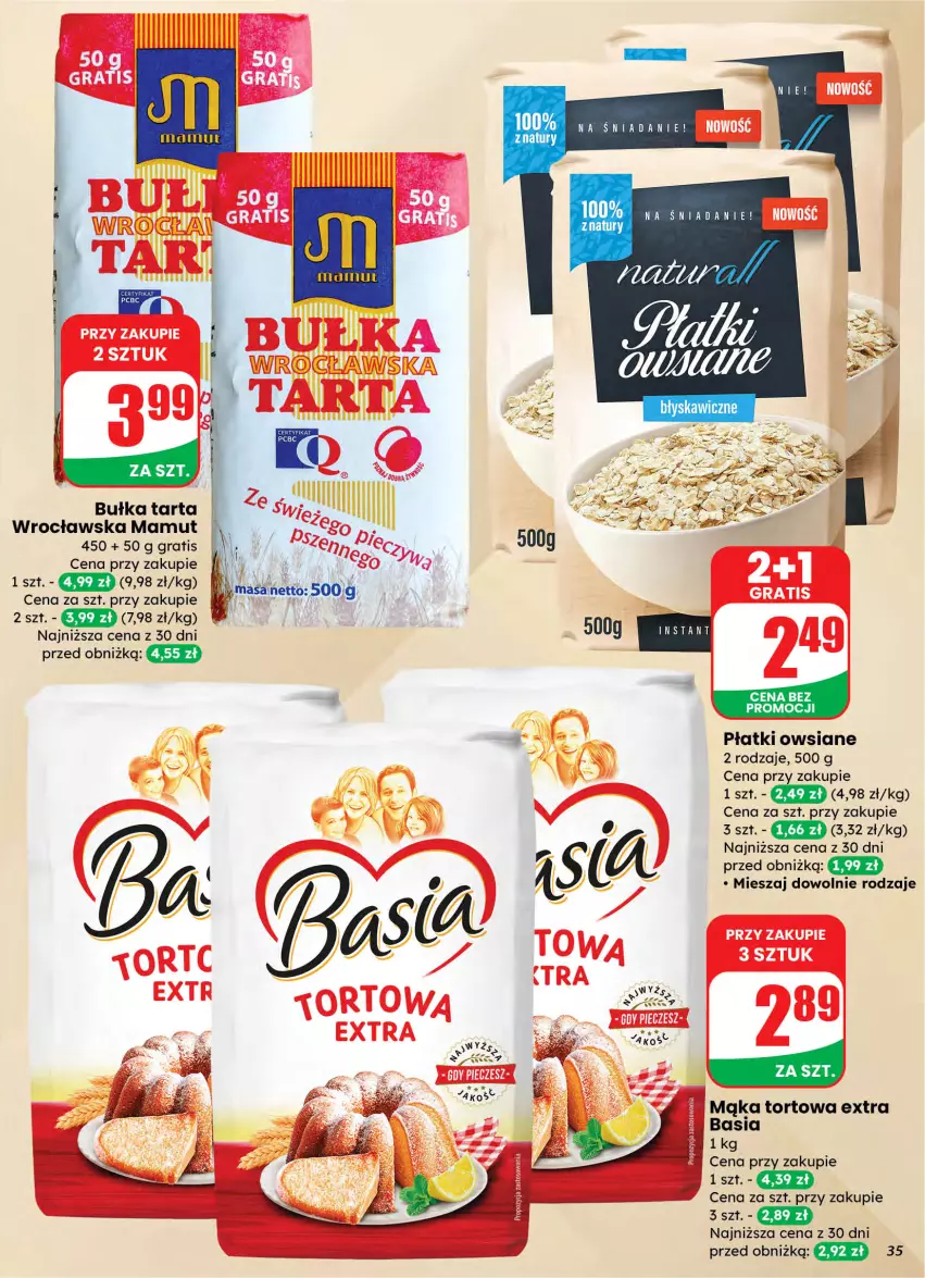 Gazetka promocyjna Dino - Gazetka 10 / 2026 - ważna 04.03 do 10.03.2026 - strona 35 - produkty: Basia, Bułka, Bułka tarta, Gra, Mąka, Mąka tortowa, Płatki owsiane, Tarta