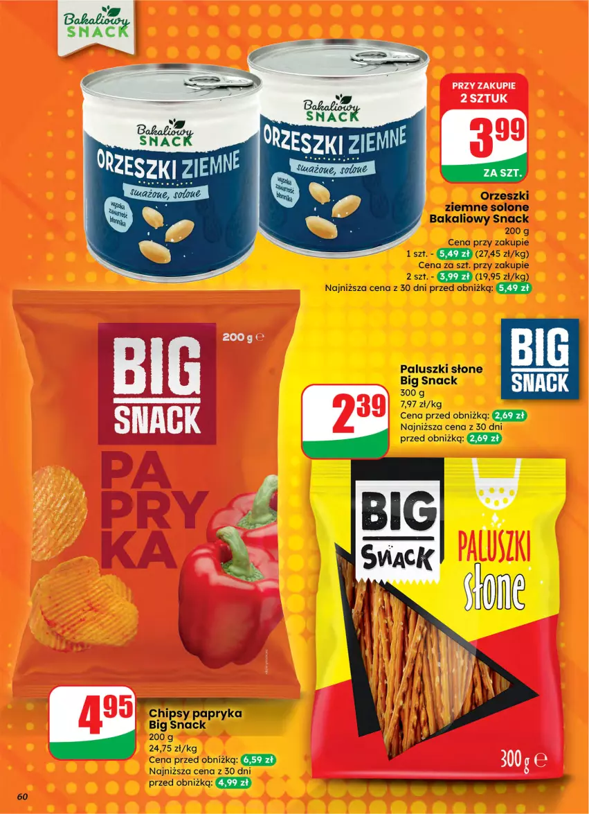 Gazetka promocyjna Dino - Gazetka 10 / 2026 - ważna 04.03 do 10.03.2026 - strona 60 - produkty: Chipsy, Orzeszki, Orzeszki ziemne, Papryka