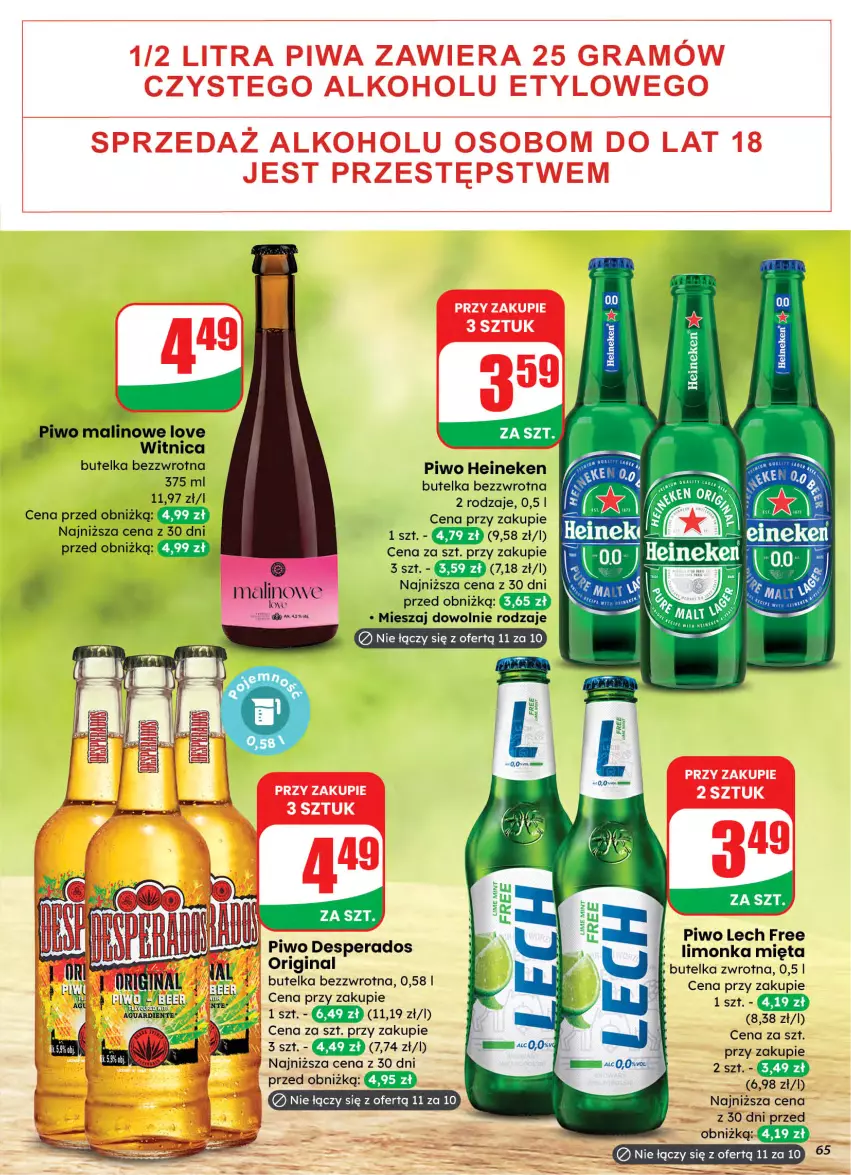 Gazetka promocyjna Dino - Gazetka 10 / 2026 - ważna 04.03 do 10.03.2026 - strona 65 - produkty: Desperados, Gin, Gra, Heineken, Limonka, Mięta, Piwa, Piwo