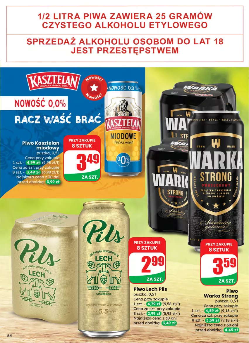 Gazetka promocyjna Dino - Gazetka 10 / 2026 - ważna 04.03 do 10.03.2026 - strona 66 - produkty: Kasztelan, Miód, Piwo, Skyn, Warka