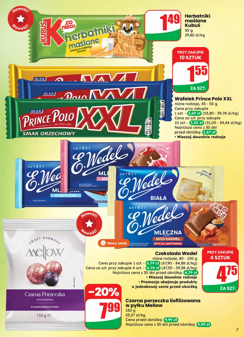 Gazetka promocyjna Dino - Gazetka 10 / 2026 - ważna 04.03 do 10.03.2026 - strona 7 - produkty: Czekolada, Herbatniki, Kubuś, Por, Prince Polo, Wafelek