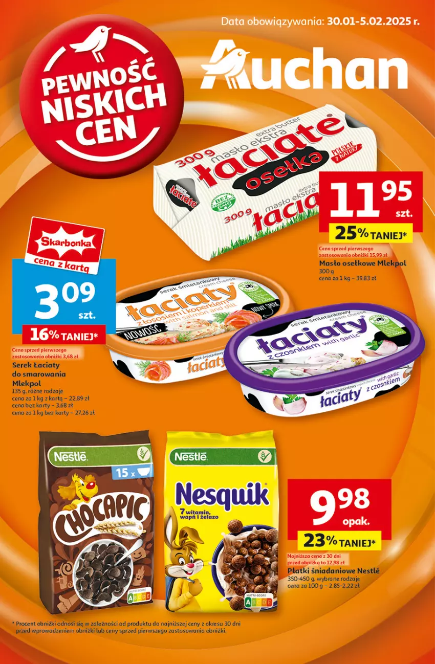 Gazetka promocyjna Auchan - Pewność Niskich Cen Hipermarket - ważna 30.01 do 05.02.2025 - strona 1 - produkty: Danio, Masło, Ser, Serek