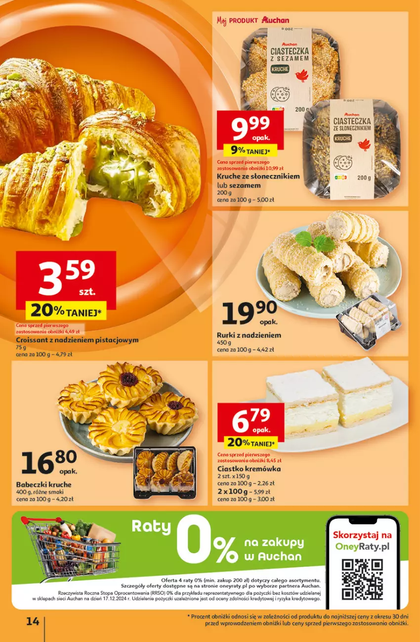 Gazetka promocyjna Auchan - Pewność Niskich Cen Hipermarket - ważna 30.01 do 05.02.2025 - strona 16 - produkty: Babeczki, Croissant, Kosz, Kremówka, Rurki, Sezam, Top